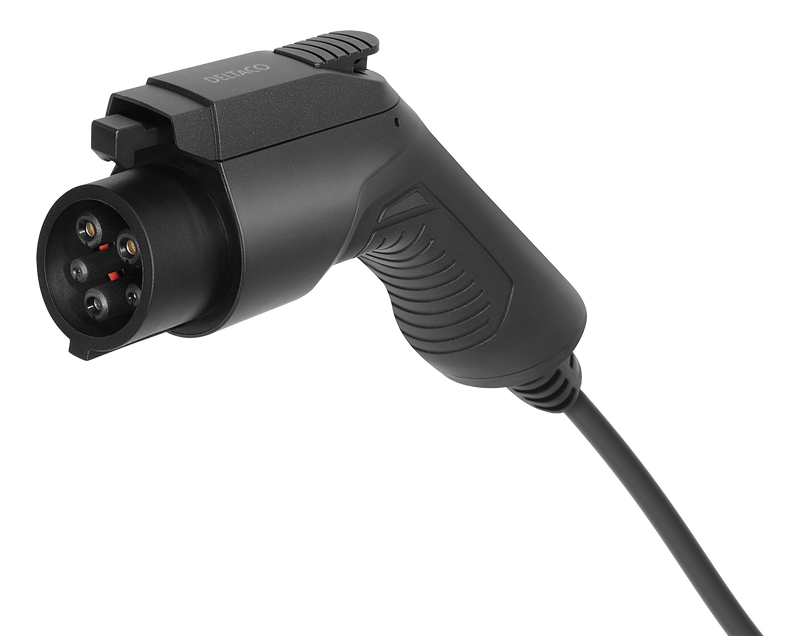 E-Charge laddkabel, typ 2 till typ 1, 1 fas, 16A, 3,6KW, 10m, svart