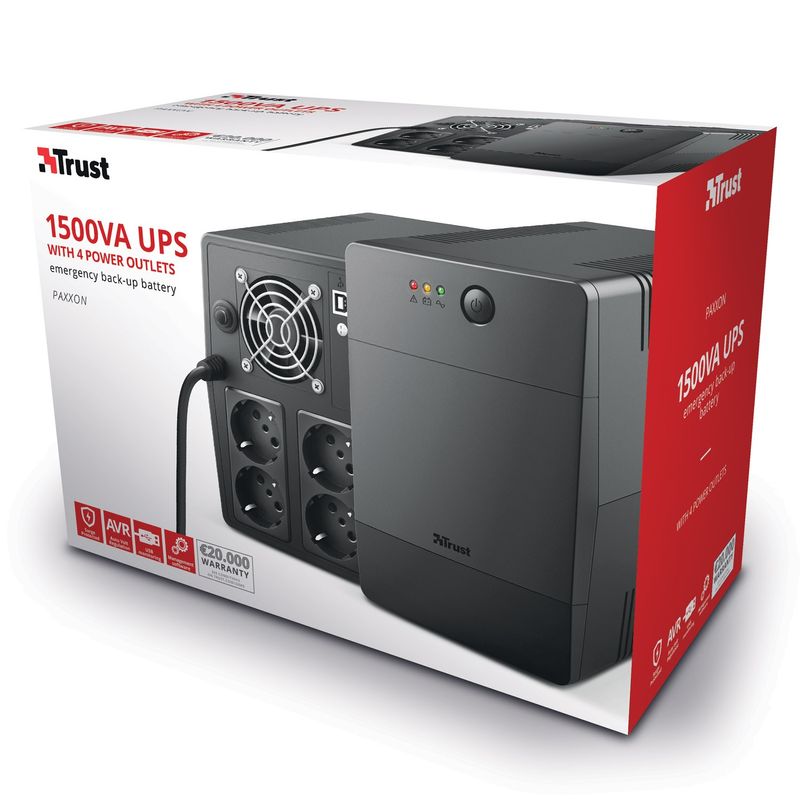 Paxxon 1500VA UPS 4st uttag Schuko