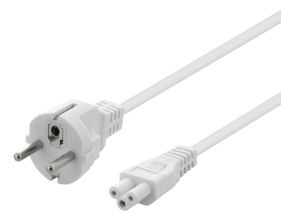 Apparatkabel 0,5m, rak CEE 7/7 - rak IEC C5, vit