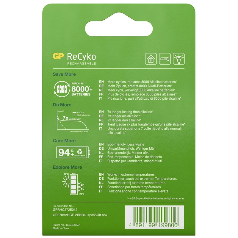 ReCyko Laddningsbara AA-batterier 2600mAh 4-pack