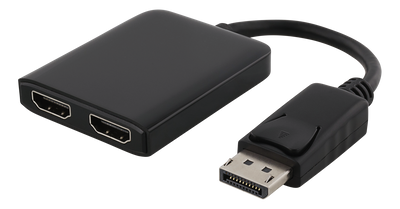 DisplayPort - 2xHDMI MST-hubb, 3840x2160 i 30Hz, svart