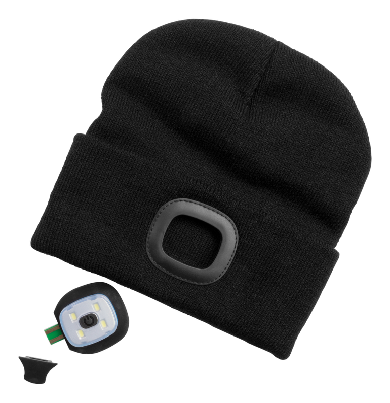 Mössa med LED-lampa, svart