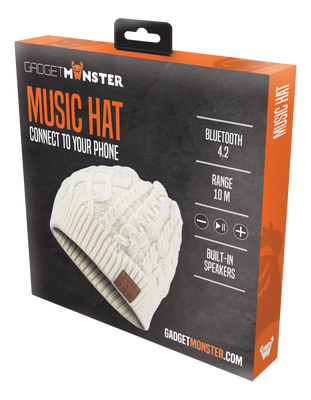 Mössa med inbyggda hörlurar, vit