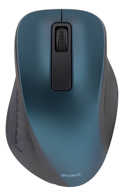 DELTACO trådlös optisk mus 2,4GHz, 3 knappar med scroll, blå