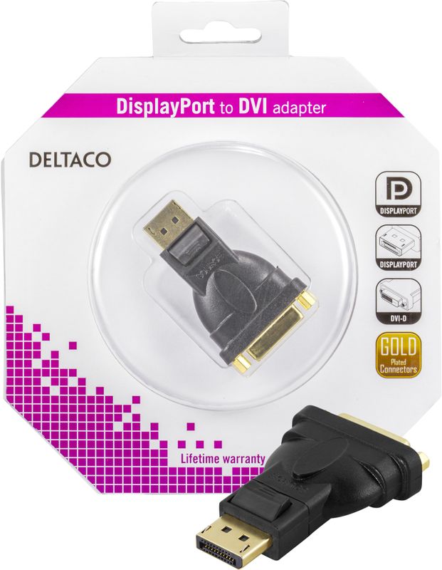 DisplayPort to DVI-D Single Link adapter, 1080p.
