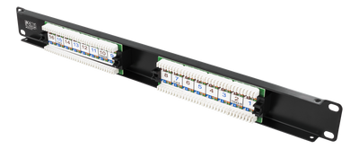 DELTACO 19" patchpanel, 16xRJ45, Cat6, UTP, 1U, 10Gbps, svart