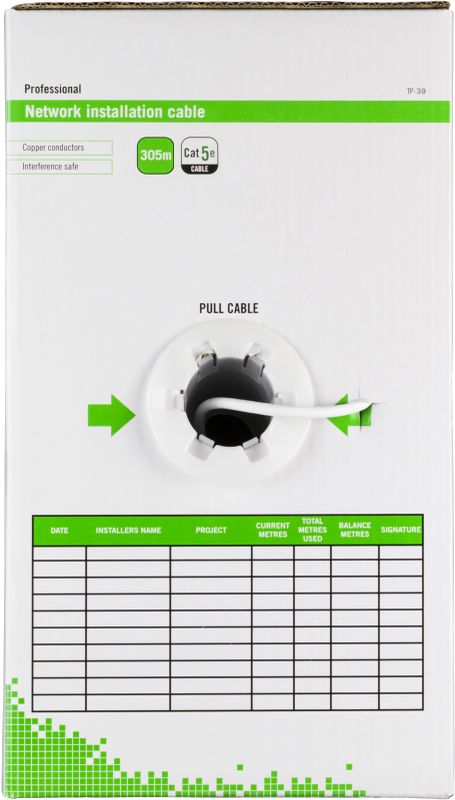 DELTACO U/UTP Installation Cable, Cat5e, 305m, white