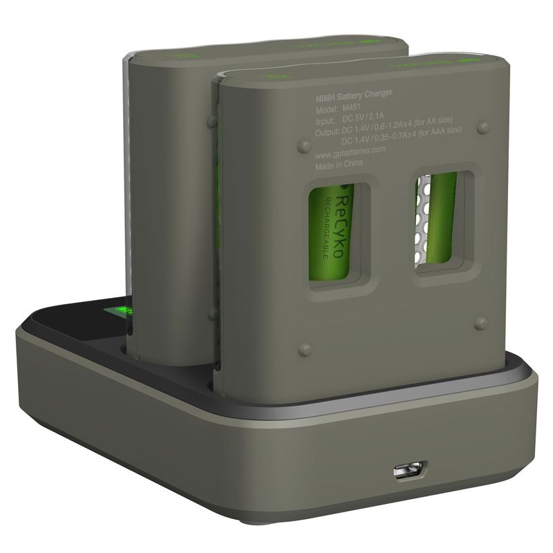 ReCyko 2st M451 Laddare USB docka D851 + 8xAA