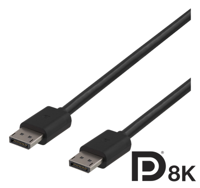 DisplayPort kabel 2m, DP 1.4, 7680x4320 i 60Hz, svart