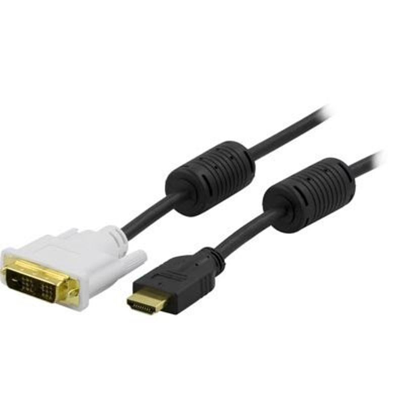 HDMI to DVI cable 2m, Full HD at 60Hz, black/white.