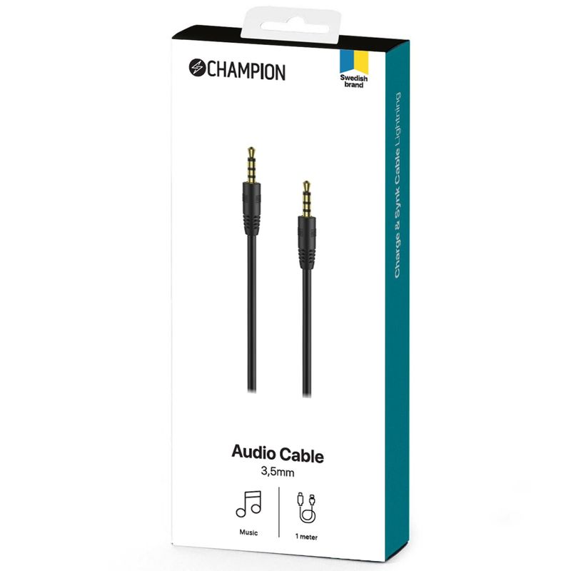 3,5mm Audiokabel 1m Svart