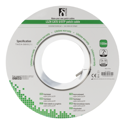 DELTACO U/UTP patch cable, LSZH, Cat6, 100m, white