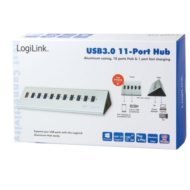 USB 3.0-hub 10+1 fast charge