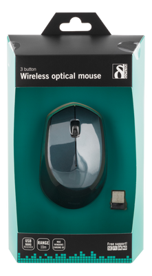 DELTACO trådlös optisk mus 2,4GHz, 3 knappar med scroll, 1200 DPI, grön