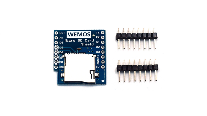 The MicroSD card reader for WeMos D1 Mini is a handy accessory that allows you to read and write data to a MicroSD card using your WeMos D1 Mini board