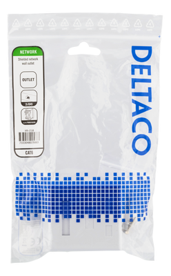 DELTACO skärmat vägguttag, utanpåliggande FTP 2xRJ45, Cat6, vit