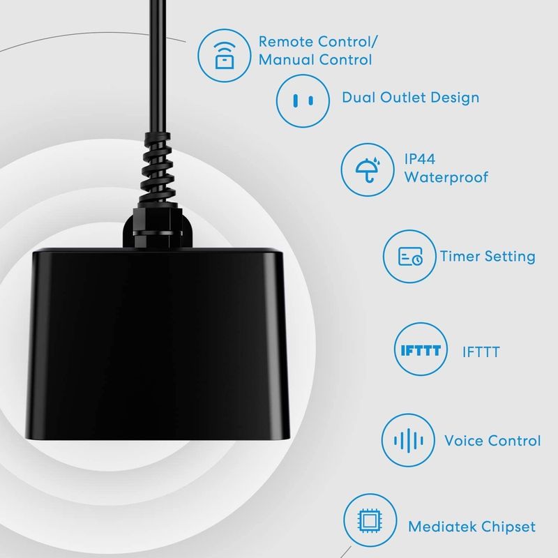Smart Utomhusrelä med dubbla portar - 10A & Homekit