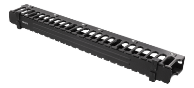 DELTACO 19” kabelhanterare, metall/plast, 1U, svart