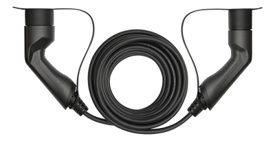 E-Charge laddkabel, typ 2 till typ 2, 1 fas, 32A, 7,6KW, 10m, svart