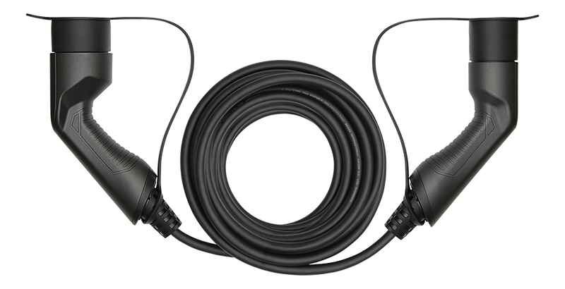 E-Charge laddkabel, typ 2 till typ 2, 1 fas, 32A, 7,6KW, 10m, svart