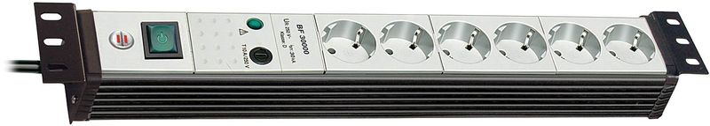 Grenuttag 3m,  6xCEE 7/4, 1xCEE 7/7, överspänn, 3m, sva/gr