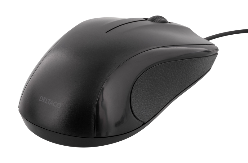 DELTACO trådad optisk mus, 3 knappar med scroll, 1200 DPI, svart