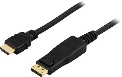 DisplayPort till HDMI kabel 2m, 20-pin ha - ha, svart