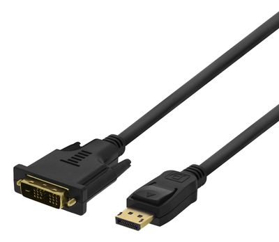 DisplayPort till DVI kabel 2m, 20-pin ha - ha, svart