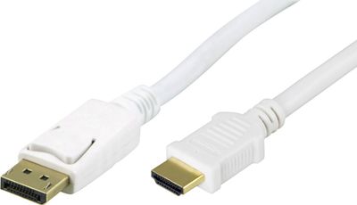 DisplayPort to HDMI cable 3m, 20-pin male to male, white