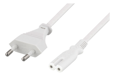 Ojordad apparatkabel 10m, CEE 7/16 till IEC 60320 C7, vit