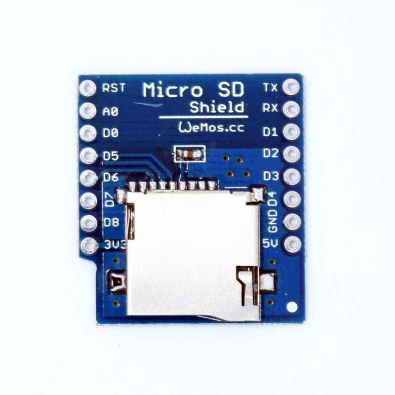 The MicroSD card reader for WeMos D1 Mini is a handy accessory that allows you to read and write data to a MicroSD card using your WeMos D1 Mini board