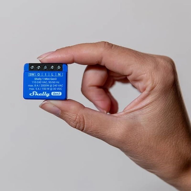 Enkanalig fjärrströmbrytare för inbyggnad WiFi & Bluetooth - Shelly 1 mini Gen3