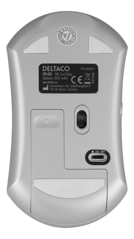 DELTACO Wireless office silent mouse, battery indicator, USB recei