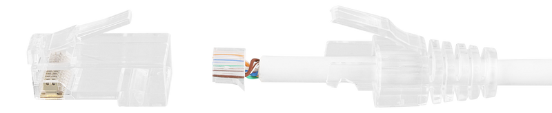 DELTACO RJ45 kontaktdon för slim kabel 28AWG, Cat6a, oskärmad, 20-pack