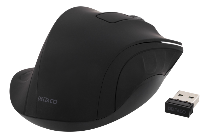 DELTACO trådlös optisk mus 2,4GHz, 3 knappar med scroll, svart