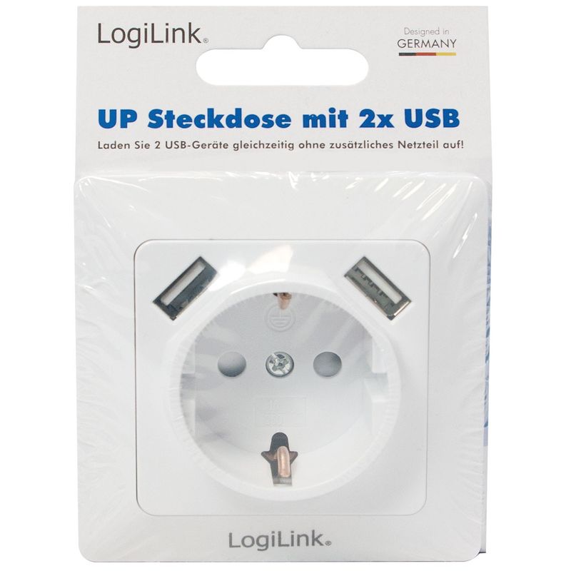 Vägguttag 230V med 2xUSB 2,1A