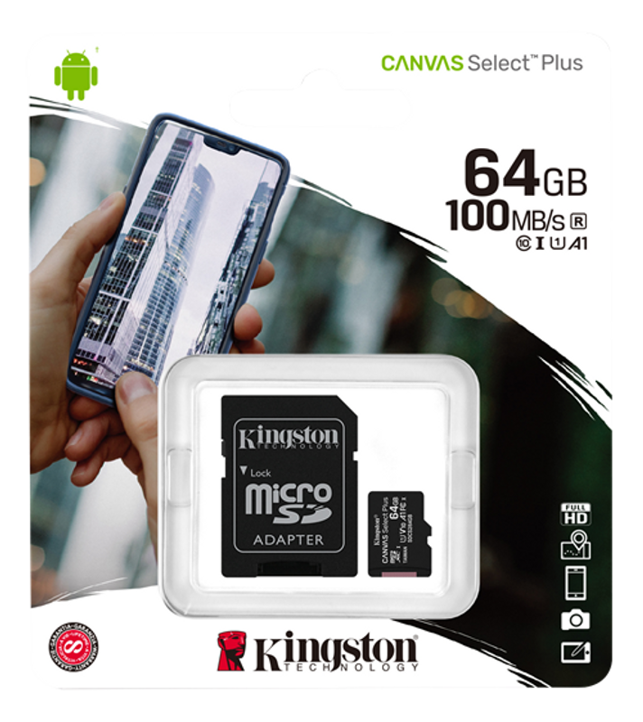 Kingston microSDXC - 64GB - High Performance - UHS-I U1 - Class 10 A1