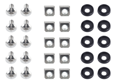 DELTACO, M6 skruvsats, stjärn/spår (brickor + skruvar + muttrar) 10-pack
