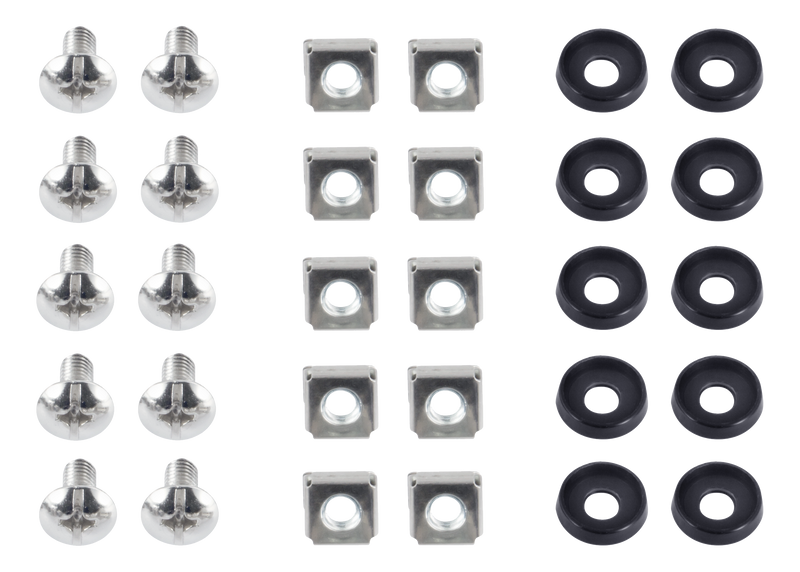 DELTACO, M6 screw set, star/slot (washers + screws + nuts) 10-pack