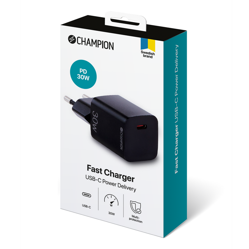 Fast Charger USB-C PD 30W Svart