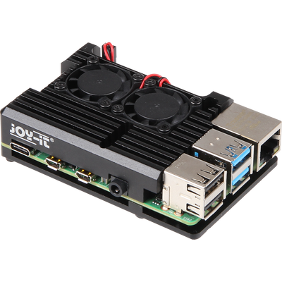 Aluminium Heatsink Case for Raspberry Pi 4  with dual fans - Joy-IT