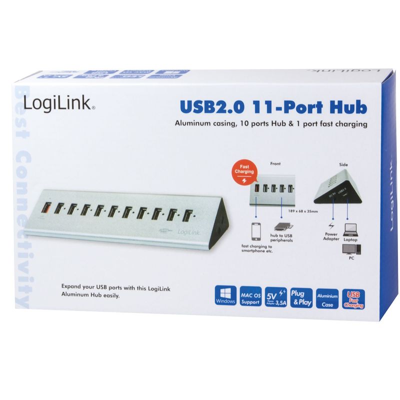 USB 2.0-hub 10+1 fast charge