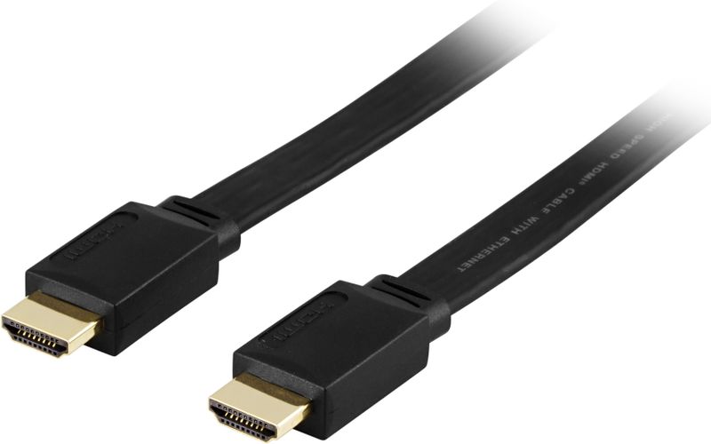 Platt HDMI kabel 5m, HDMI High Speed with Ethernet, 4K, svart