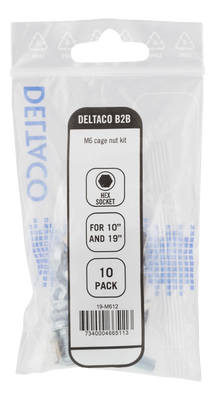 DELTACO, M6 screw set hex (washers + screws + nuts) 10-pack