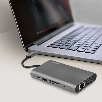 USB-C-docka 10-i-1 HDMI/VGA/RJ45/SD m.m. 100W