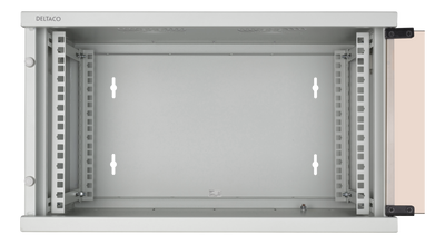 DELTACO 19" cabinet, 6U, 540x450mm, standing or wall-mounted, glass door, white.