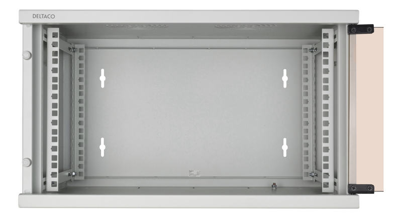 DELTACO 19" cabinet, 6U, 540x450mm, standing or wall-mounted, glass door, white.