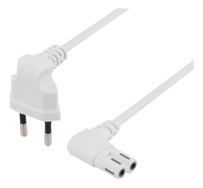 Ojordad apparatkabel 3m, CEE 7/16 - IEC 60320 C7, vit