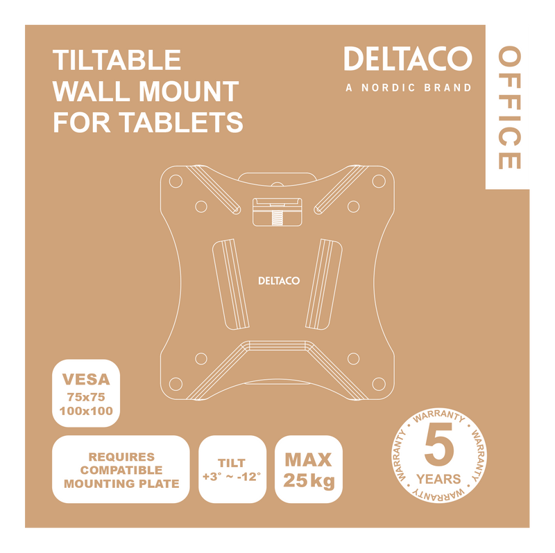 DELTACO Office Wall mount VESA 75x75, 100x100 White