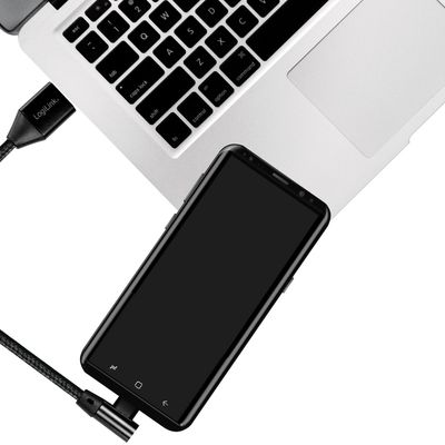 Vinklad USB-C-kabel USB 2.0 Max 3A 1m